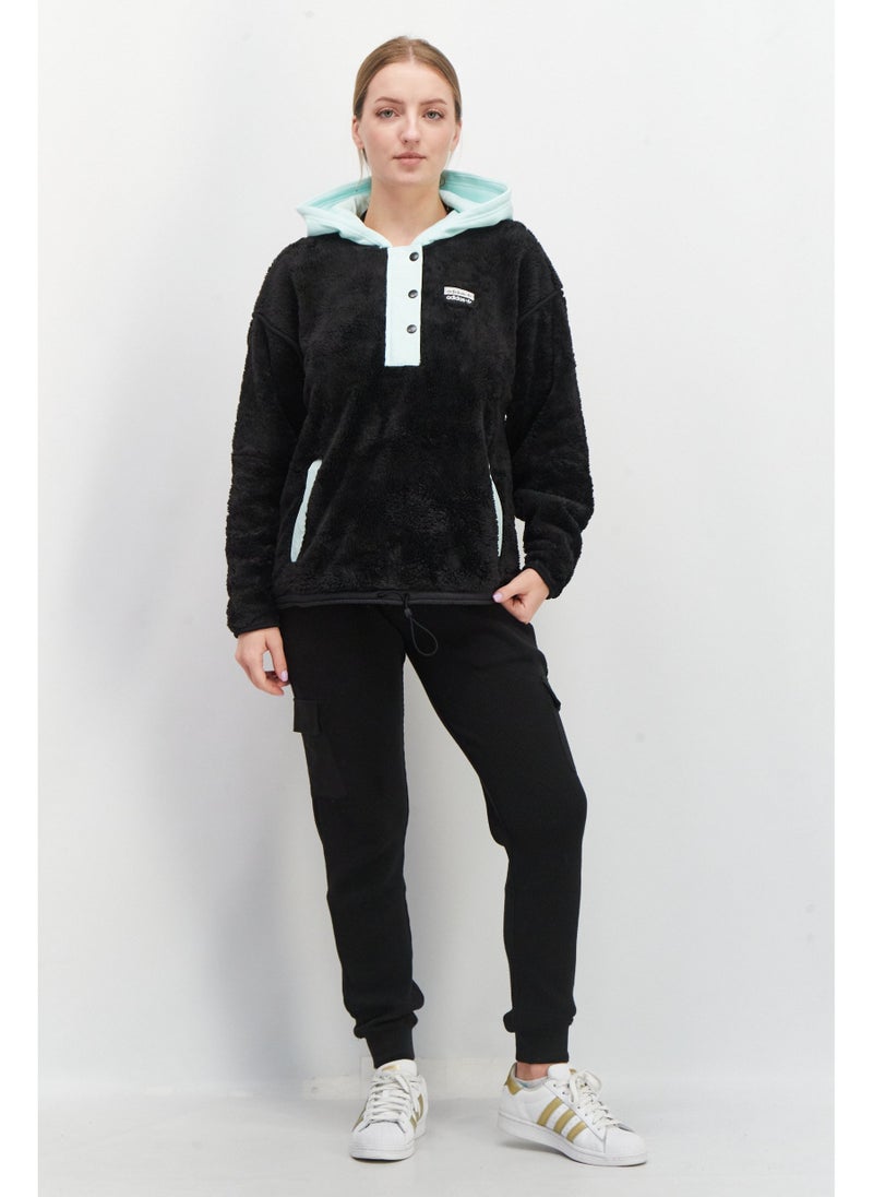 adidas Originals Women Sportswear Fit Long Sleeves Brand Logo Hoodie, Black  - Image 5
