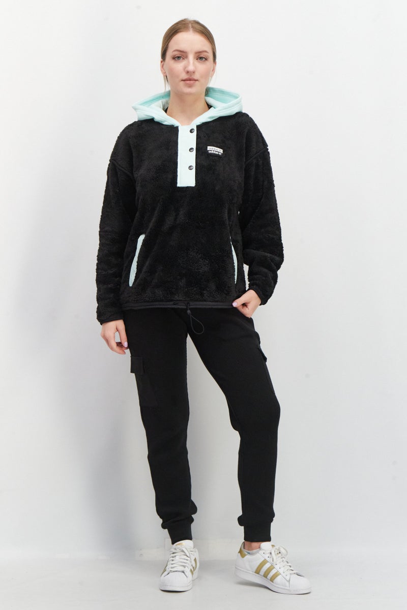 adidas Originals Women Sportswear Fit Long Sleeves Brand Logo Hoodie, Black  - Image 3