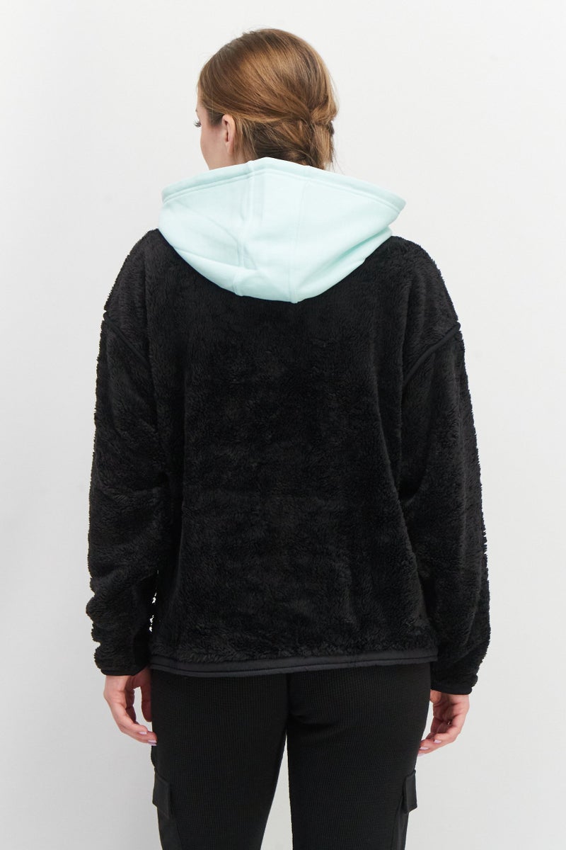 adidas Originals Women Sportswear Fit Long Sleeves Brand Logo Hoodie, Black  - Image 2