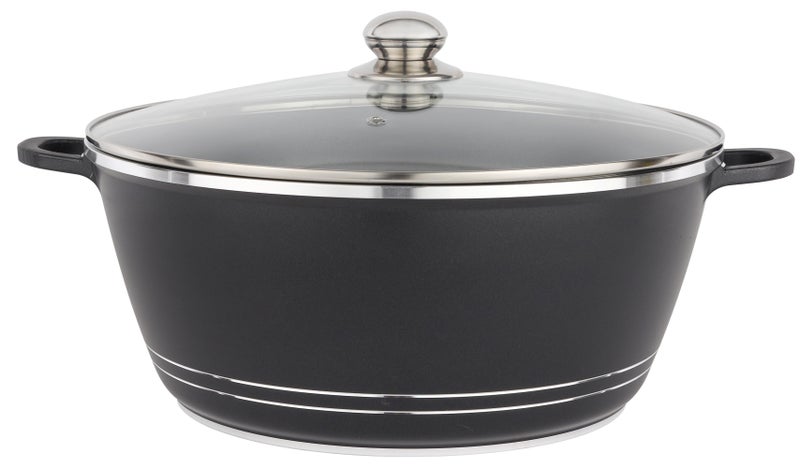 Delcasa 36 cm Die Cast Casserole- DC3204 Non Stick Aluminum Cookware with Non Stick Coating, Compatible with Hot Plate, Halogen, Gas Cooktops with Tempered Glass Lid - Image 1