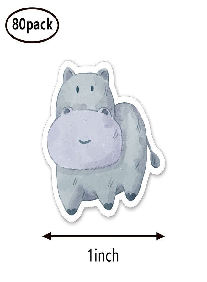 GUVSPTI Cute Hippo Stickers 1in for Scrapbooking, Arts, Craft, Kids DIY, Calendars Journals 80-Pack - Image 3