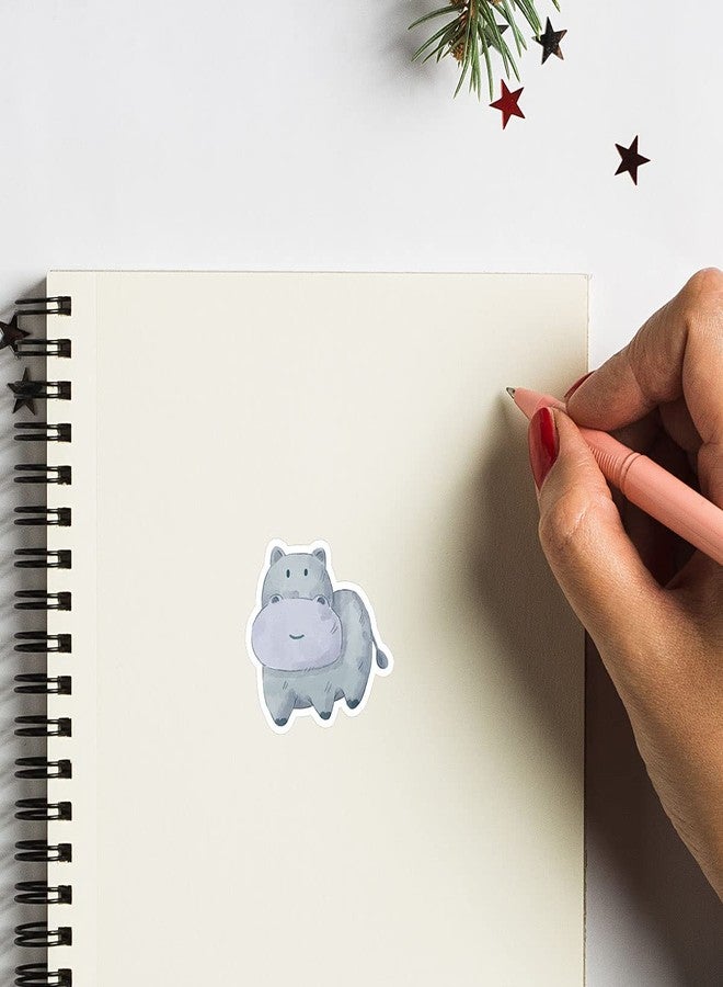 GUVSPTI Cute Hippo Stickers 1in for Scrapbooking, Arts, Craft, Kids DIY, Calendars Journals 80-Pack - Image 4