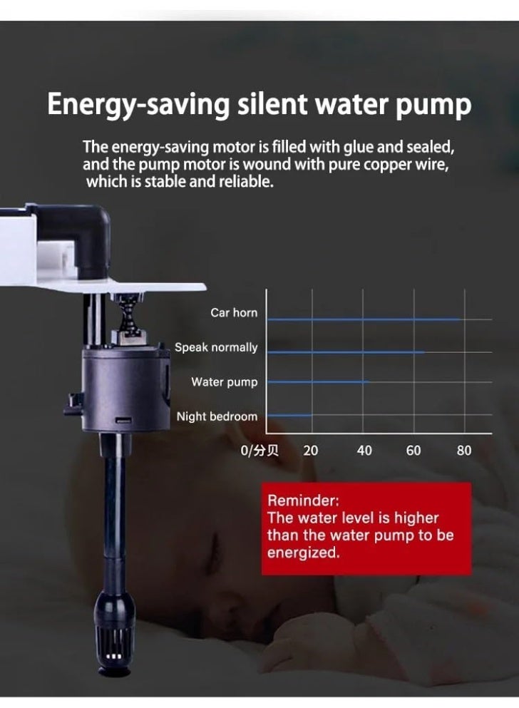 Neo Classic Mini Small Fish Tank with LED Light & Built-In Filter – Desktop Aquarium with Silent Water Pump, Double-Row LED, Feeding Mouth – (Black, 30×19×32 cm) - Image 5