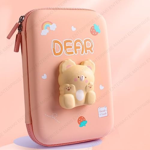 Rahasya Enterprise Cartoon Theme Pencil Case - 3D EVA Pencil Case Pouch, Multipurpose Zipper Pencil Case for Kids, Pen and Pencil Bag for School Kids, Girls, Stationery Storage Box (Dear Big) - Image 5