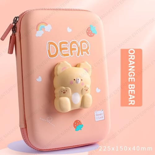 Rahasya Enterprise Cartoon Theme Pencil Case - 3D EVA Pencil Case Pouch, Multipurpose Zipper Pencil Case for Kids, Pen and Pencil Bag for School Kids, Girls, Stationery Storage Box (Dear Big) - Image 2