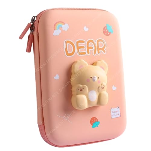 Rahasya Enterprise Cartoon Theme Pencil Case - 3D EVA Pencil Case Pouch, Multipurpose Zipper Pencil Case for Kids, Pen and Pencil Bag for School Kids, Girls, Stationery Storage Box (Dear Big) - Image 1