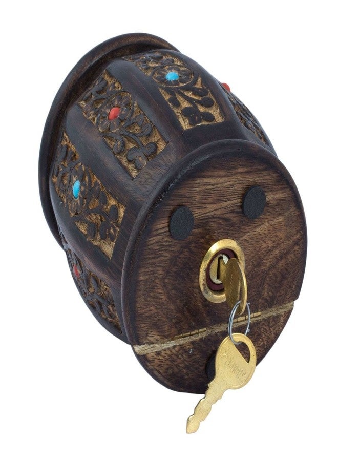 ITOS365 Handicrafted Wooden Barrell Money Bank for Children- Dark Brown Finish | Coin Savings Box Piggy Bank | Gifts for Kids, Girls, Boys & Adults | Large Size Money Storage Box | Safe & Secure - Image 2