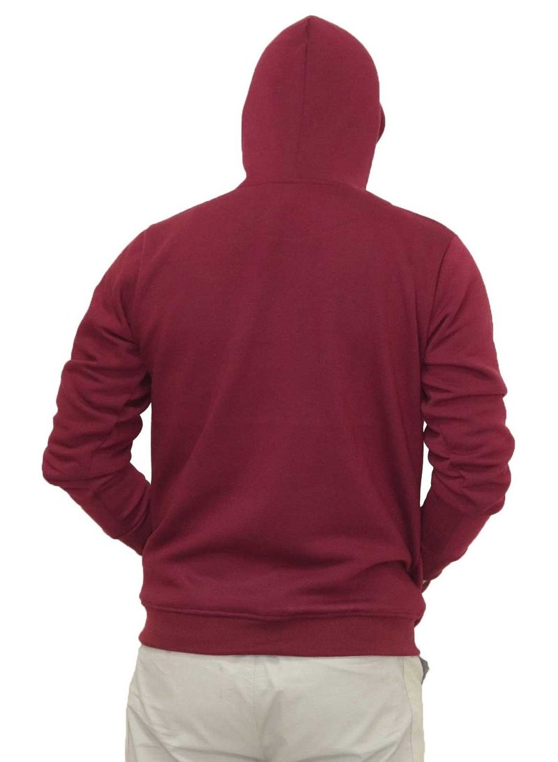 OneHand Hoodie Melton Cotton - Burgundy - Image 3