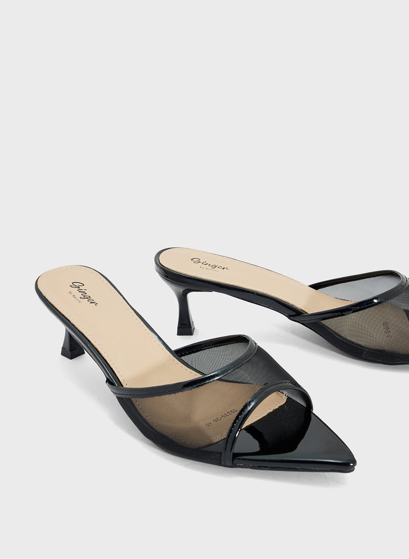 Ginger Mesh Heeled Mule  - Image 4