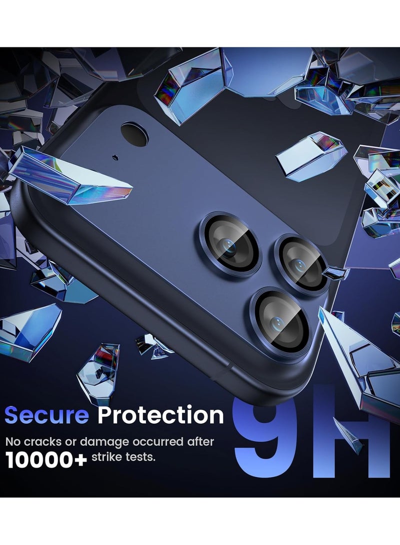 Mismo For iPhone 17 Pro Camera Lens Protector [Drop Protection] [Full Coverage] [3D Metal] [Case Friendly] Tempered Glass Camera Cover — Dark Blue - Image 4