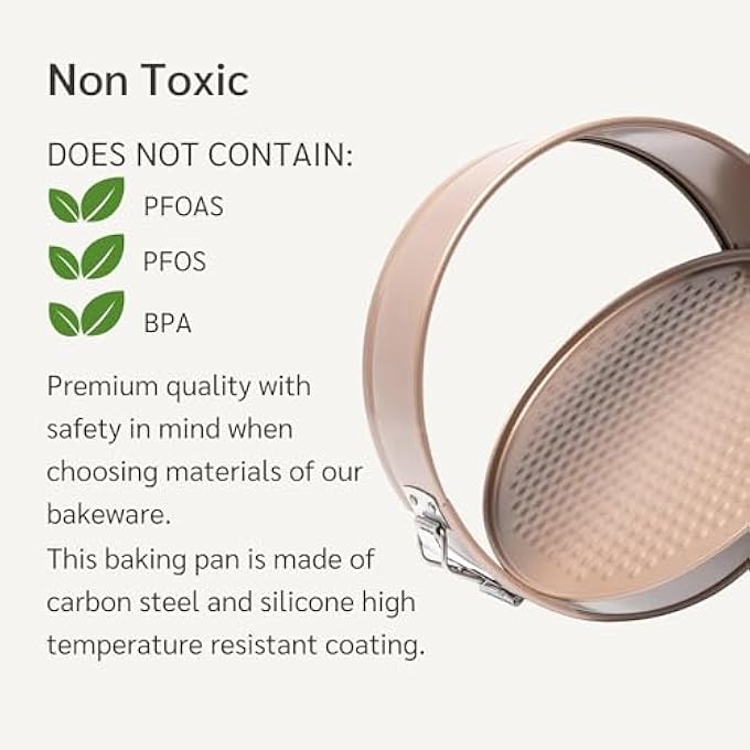 NonToxic Nonstick 10Inch Round Springform Cake Pan 3inches deep  Cheesecake Leak Proof Baking Pan - Image 5