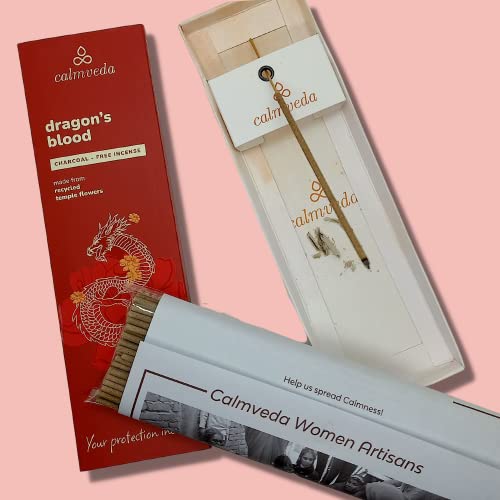 Calmveda Peru Dragons Blood Incense Sticks - (80 Scented Sticks) Charcoal Free, Made from Upcycled Flowers | Sweet, Spicy & Ambery Notes | Protection Incense Sticks for Bad Energy Cleansing (Sangre de Grado) - Image 5