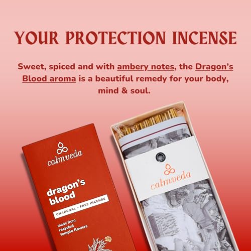 Calmveda Peru Dragons Blood Incense Sticks - (80 Scented Sticks) Charcoal Free, Made from Upcycled Flowers | Sweet, Spicy & Ambery Notes | Protection Incense Sticks for Bad Energy Cleansing (Sangre de Grado) - Image 2