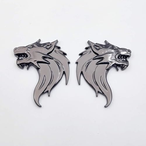 OAN 3D 2 Pcs Wolf Metal Chrome Sticker Logo Fender Badge Emblem Waterproof Self-Adhesive Non-Rusting Decal for Cars & Bikes (8 cms X 6cms appx) (Glossy Black, Set of 2) - Image 4