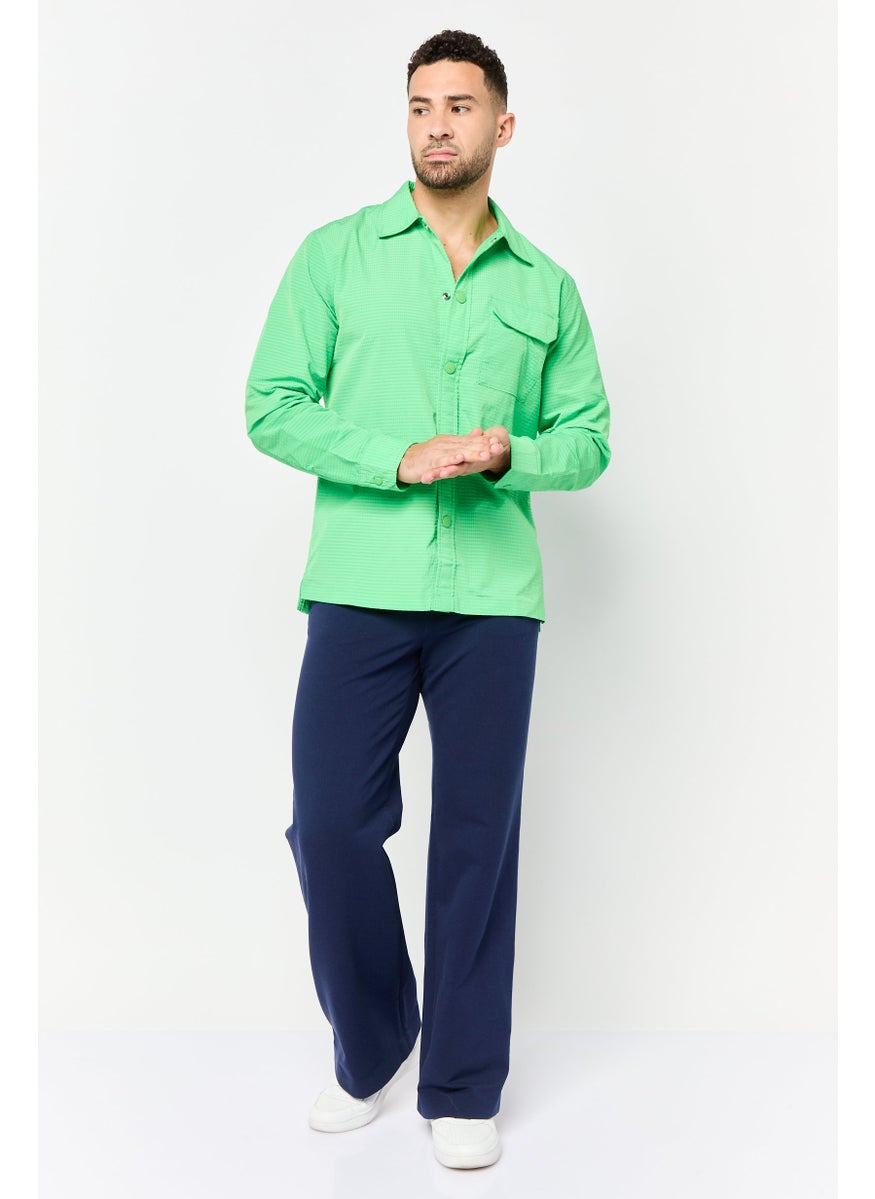 ESPRIT Men Regular Fit Textured Long Sleeve Casual Shirt, Green  - Image 2
