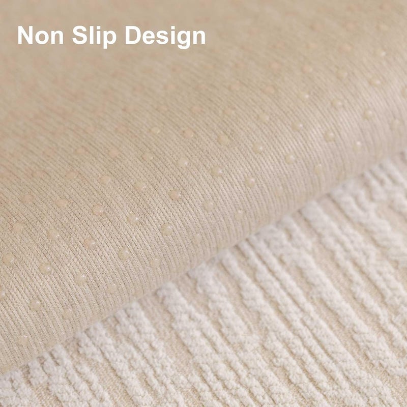 Aucrovee Soft Waterproof Chenille Sofa Cover - Washable Non-Slip Protector for 3 Cushion Couch (36"x82", White) - Image 5