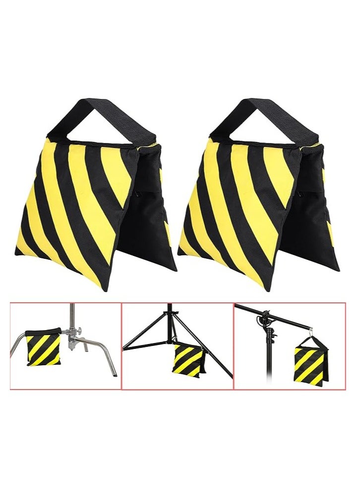 Coopic Medium Size Set of Two Black/Yellow Heavy Duty Sand Bag Photography Studio Video Stage Film Sandbag Saddlebag for Light Stands Boom Arms Tripods  - Image 2