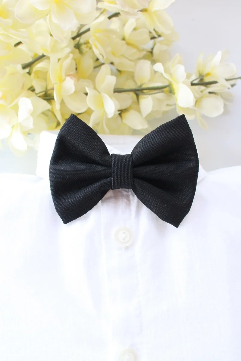 فيترينمكسميني Black Color Boy's Bow Tie and Trousers Suspender Set-Boxed- Please Read the Details