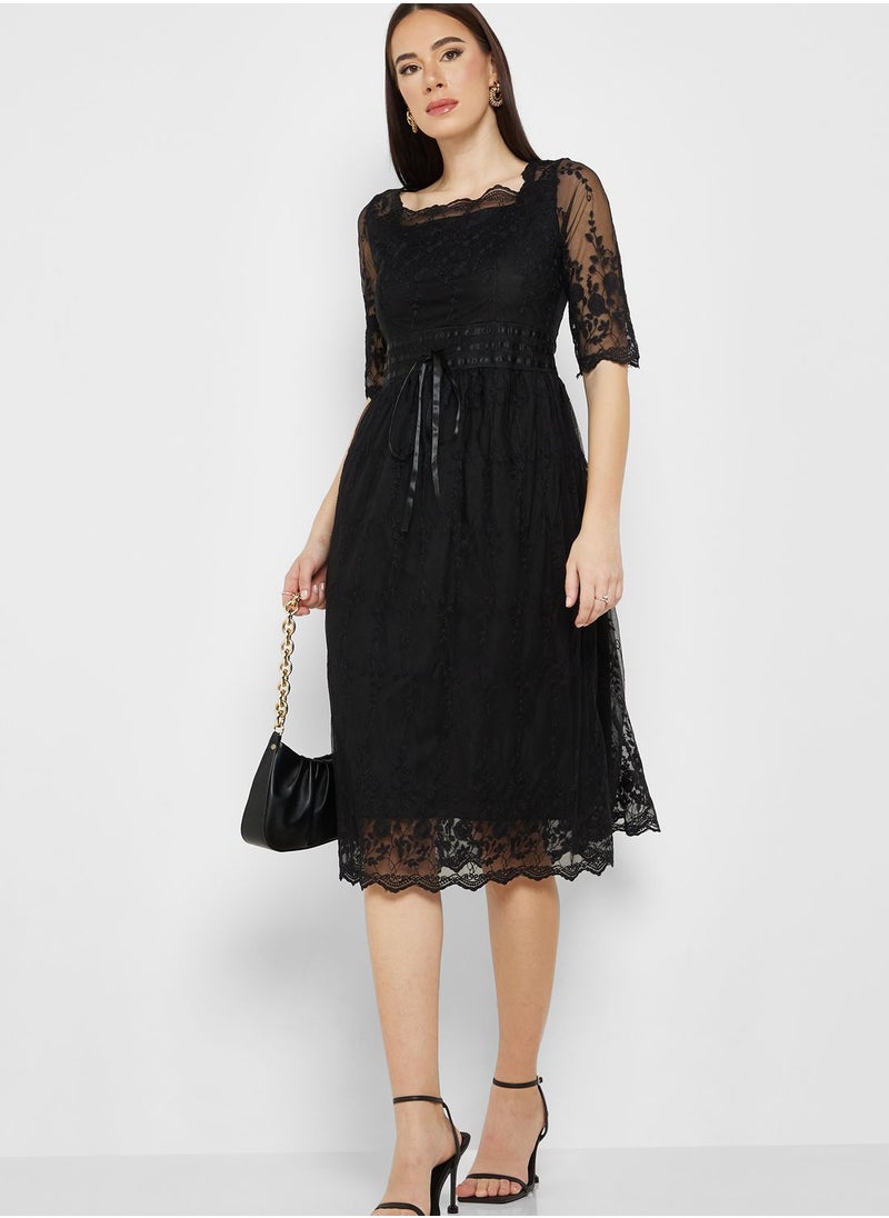 ELLA Embroidered Detail Dress  - Image 1