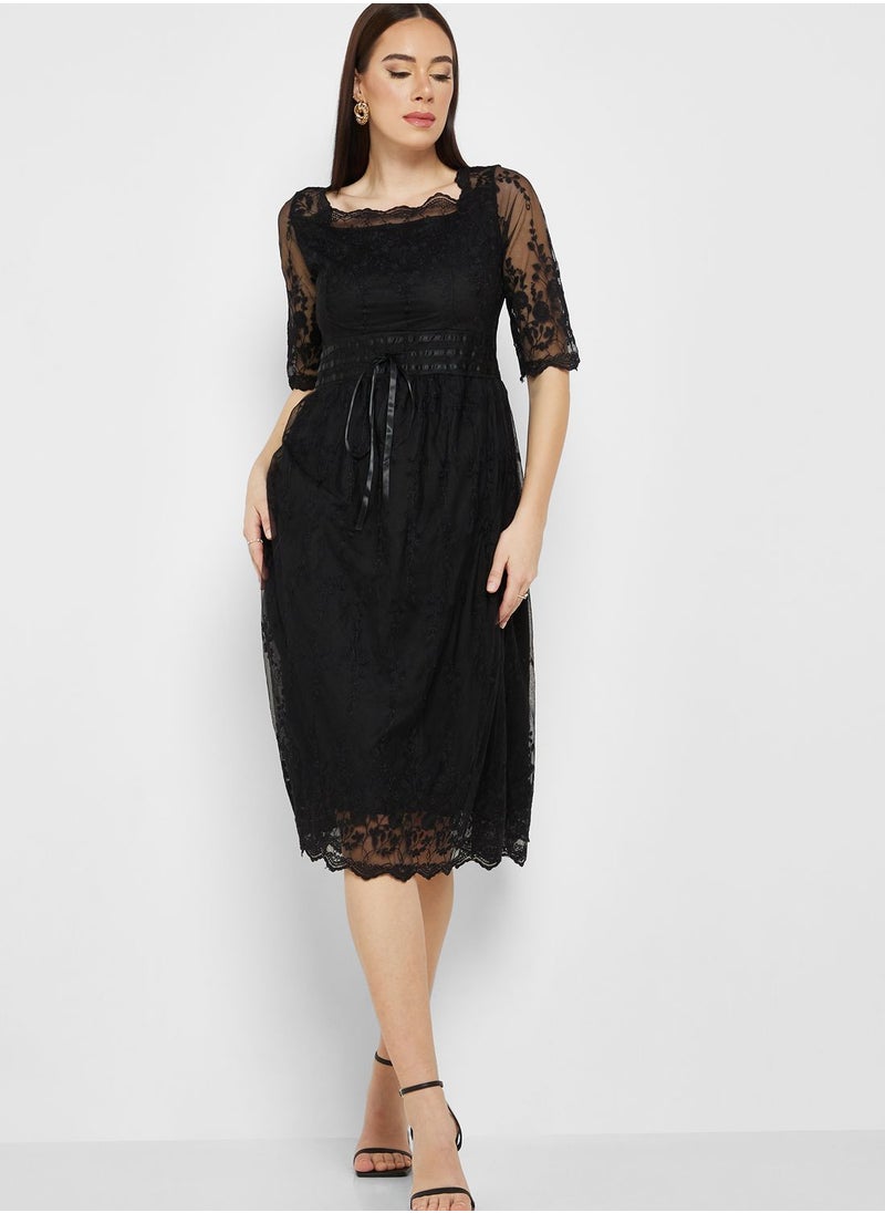 ELLA Embroidered Detail Dress  - Image 4