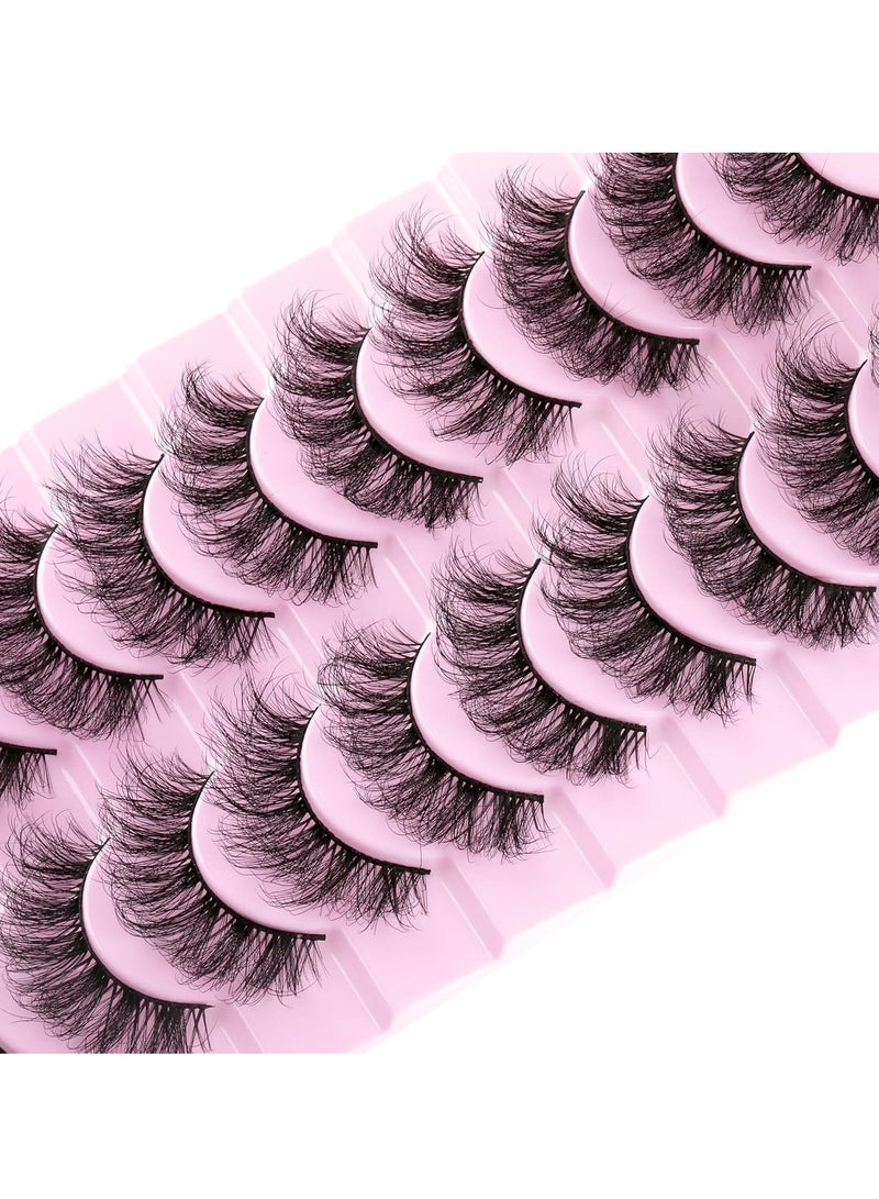 GUDOO عبوة من 10 رموش صناعية طبيعية من فرو المنك ورموش عين القطة الناعمة القابلة لإعادة الاستخدام واللصق الذاتي ورموش صناعية قصيرة الحجم ثلاثية الأبعاد - Image 3