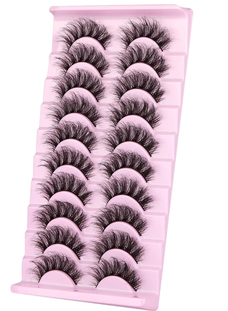 GUDOO عبوة من 10 رموش صناعية طبيعية من فرو المنك ورموش عين القطة الناعمة القابلة لإعادة الاستخدام واللصق الذاتي ورموش صناعية قصيرة الحجم ثلاثية الأبعاد - Image 5