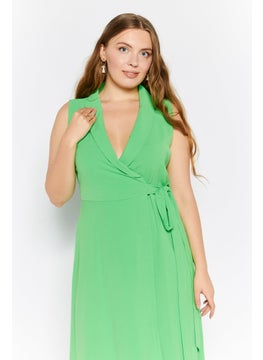French Connection Women Plain Midi Dress, Light Green  - Image 3