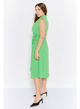 French Connection Women Plain Midi Dress, Light Green  - Image 4