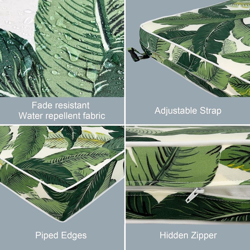 LVTXIII Patio Chair Cushions 19"x19"x3", Water-Repellent Seat Cushions for Outdoor/Indoor Furniture, Square Chair Pads with Ties for Dining Chairs and Home Garden Decor, Set of 2, Swaying Palms Green - Image 4