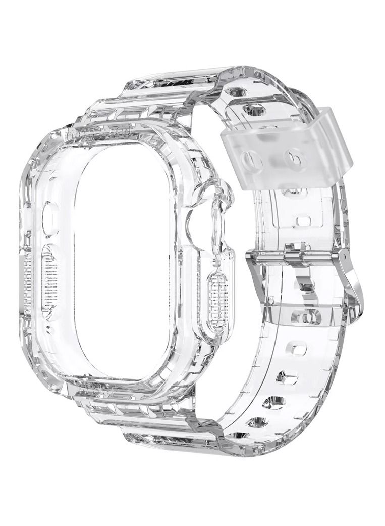 CATANES Apple Watch Ultra Band 49mm Crystal Clear Band with Bumper Case Soft Transparent TPU Strap for iWatch Ultra Clear - Image 2