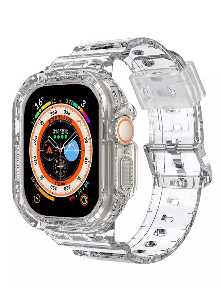 CATANES Apple Watch Ultra Band 49mm Crystal Clear Band with Bumper Case Soft Transparent TPU Strap for iWatch Ultra Clear - Image 1