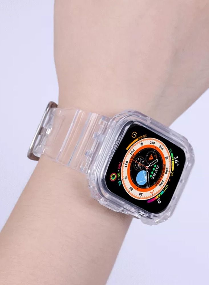 CATANES Apple Watch Ultra Band 49mm Crystal Clear Band with Bumper Case Soft Transparent TPU Strap for iWatch Ultra Clear - Image 3