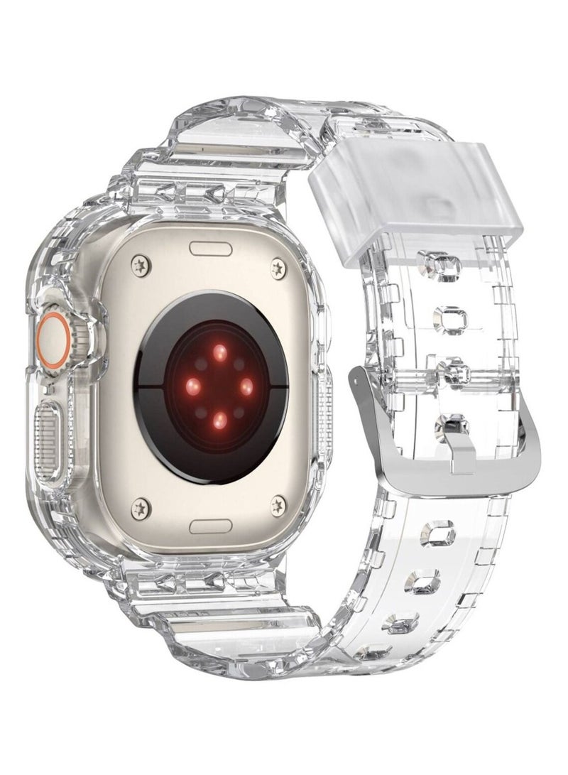 CATANES Apple Watch Ultra Band 49mm Crystal Clear Band with Bumper Case Soft Transparent TPU Strap for iWatch Ultra Clear - Image 5