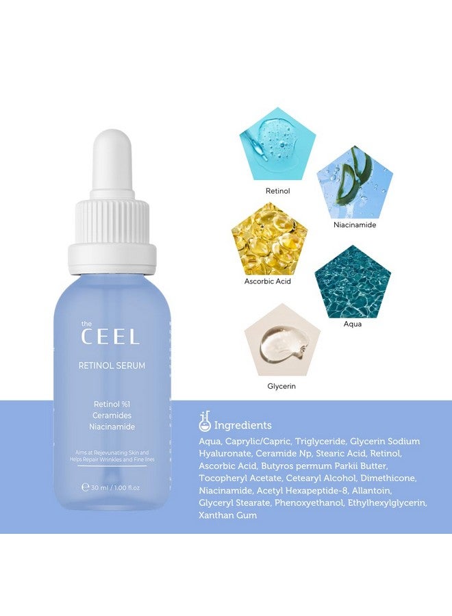 the CEEL Retinol Serum For Face Resurfacing Retinol Serum Firming Anti Aging Brightening Smoothing Fine Lines And Wrinkles Retinol 1% Ceramides And Niacinamide1 Fl.Oz(30 Ml) - Image 4