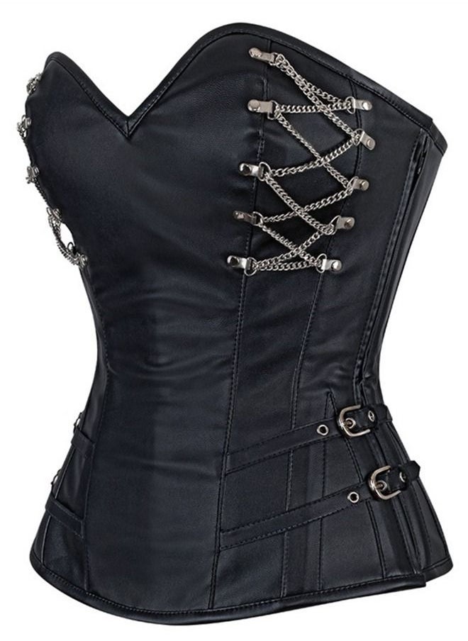 Loquat Black Zippered Fashion Corset Black  - Image 2
