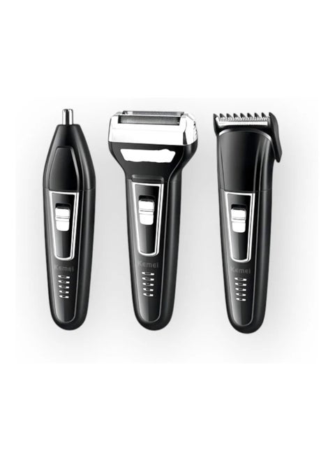 ماكينة تشذيب 3 في 1 قابلة لإعادة الشحن أسود/فضي 15 سم