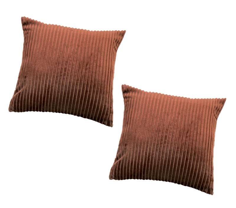 RD TREND® Cushion Cover Set of 2, Decorative Sofa Living Room Home Square Cushion Covers 24 Inch x 24 Inch, Aesthetic Corduroy Striped Double Sided (Coffee) - Image 5