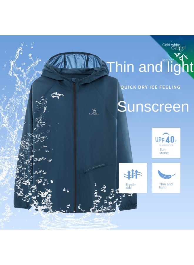 كاميل سترة واقية من الشمس باللون الأبيض البارد 25 صيف مقاوم للأشعة فوق البنفسجية معطف رياضي خفيف الوزن ملابس خارجية واقية من الشمس قابلة للتنفس للنساء والرجال - Image 2