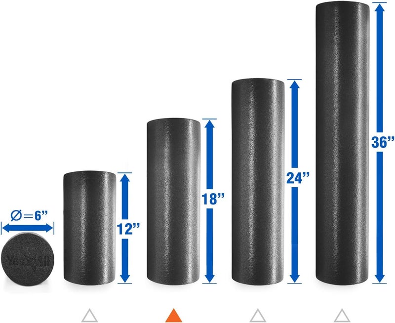 Yes4All Premium USA Medium Density Round PE Foam Roller for Physical Therapy - 36 inch (Silver Black) CFH8 - Image 3