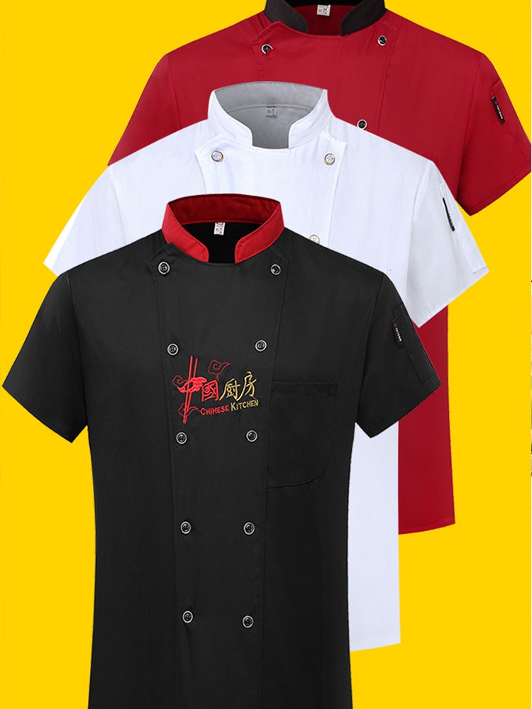 Chef Clothes Short Sleeve Summer Kitchen Restaurant Chef Work Clothes Long Sleeve School Canteen Kitchen Clothes Plus Size - Image 2