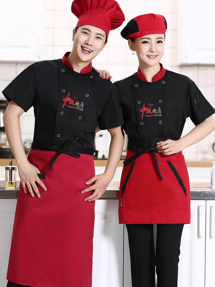 Chef Clothes Short Sleeve Summer Kitchen Restaurant Chef Work Clothes Long Sleeve School Canteen Kitchen Clothes Plus Size - Image 3