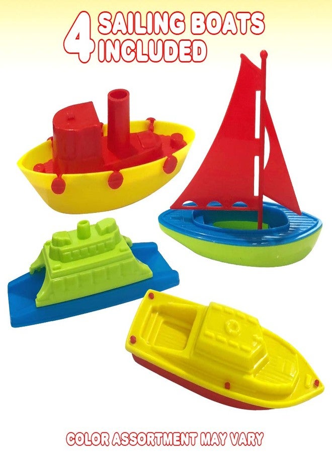 ArtCreativity Toy Boats for Water Play, (4 Pack), Pool Toys for Toddlers 3-5, Floating Toddler Pool Toys, Plastic Sailing Toy Boats for Bathtub, Summer Beach Play, Cute Party Favors for Boys & Girls - Image 2