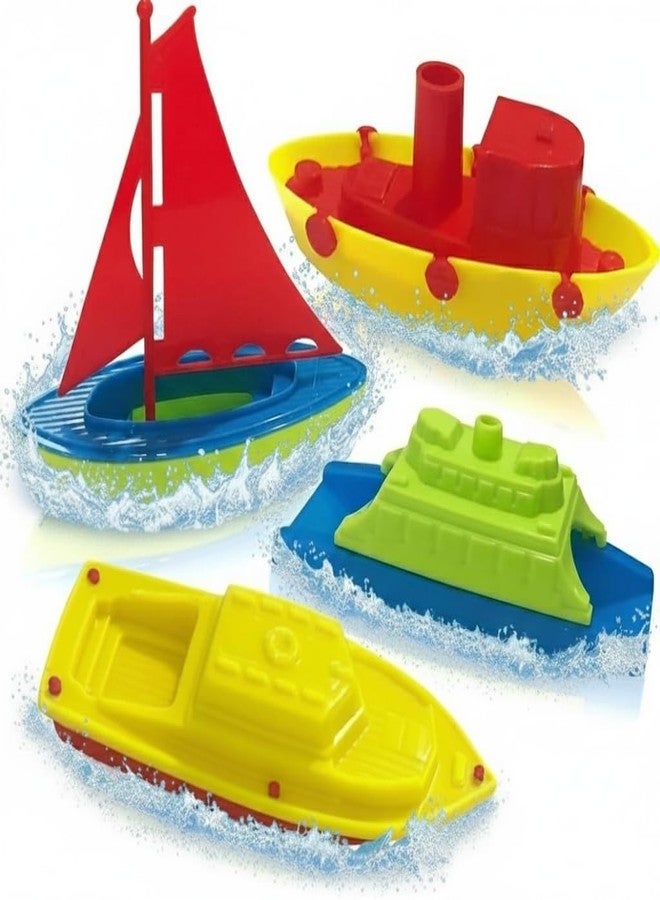 ArtCreativity Toy Boats for Water Play, (4 Pack), Pool Toys for Toddlers 3-5, Floating Toddler Pool Toys, Plastic Sailing Toy Boats for Bathtub, Summer Beach Play, Cute Party Favors for Boys & Girls - Image 1