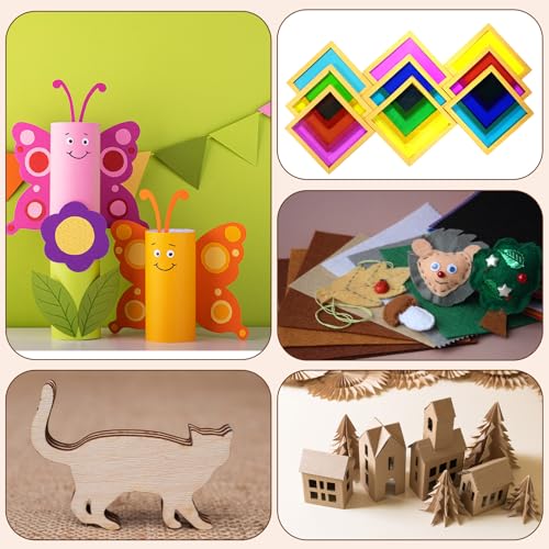 Tondiamo 137 Pcs Laser Material Explore Kit Laser Cutting Materials Engraving Material Accessories Including Acrylic, Wood, Metal, PU Leather, Fabric, Rock, Rubber Materials for Laser Cutter Engraver - Image 5