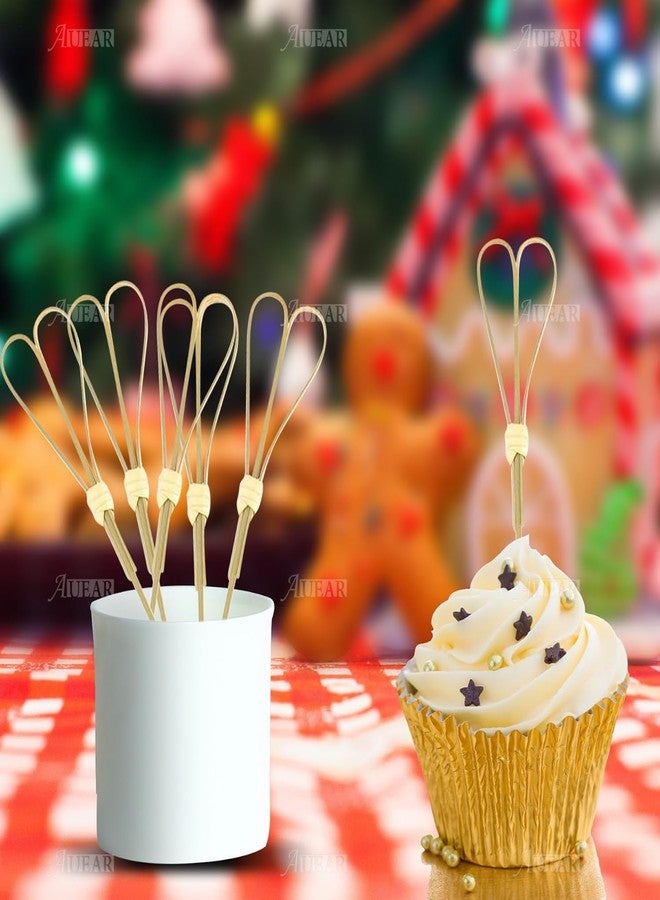 AUEAR, 300 Packs 4.7 Inch Bamboo Picks, Heart Shaped Cocktail Sticks, Toothpicks for Appetizers Skewers Charcuterie Accessories - Image 4