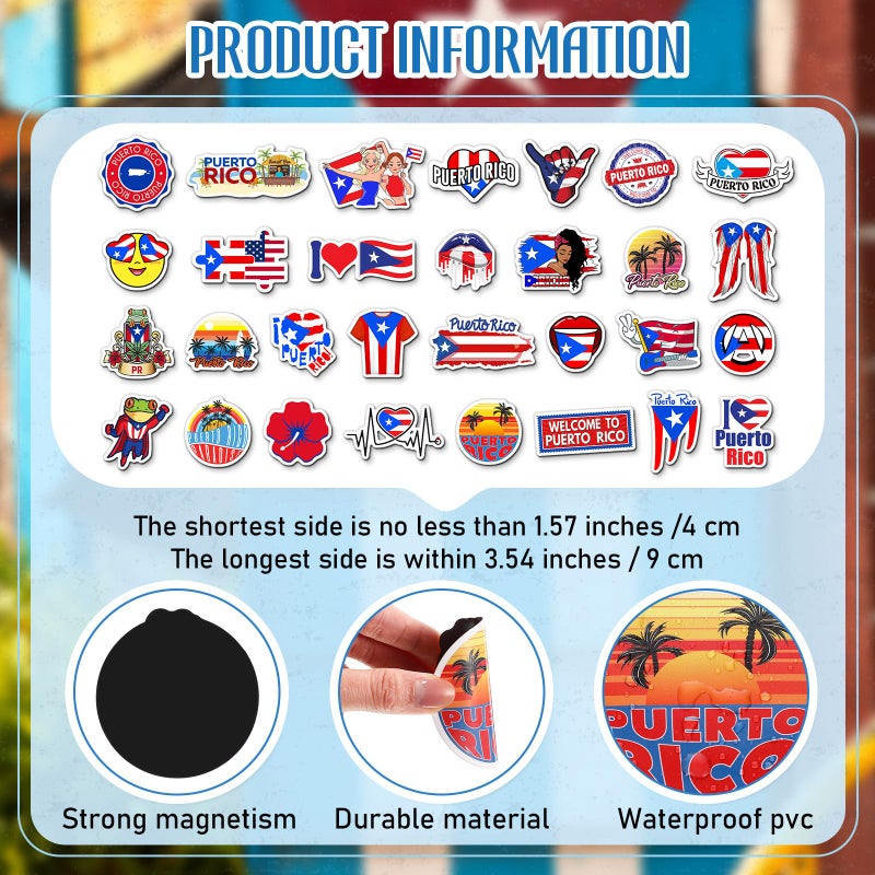 Konohan 30 Pcs Puerto Rico Souvenirs Gifts Puerto Rico Magnet for Refrigerator City Magnetic Refrigerator Stickers for Home Decoration - Image 2
