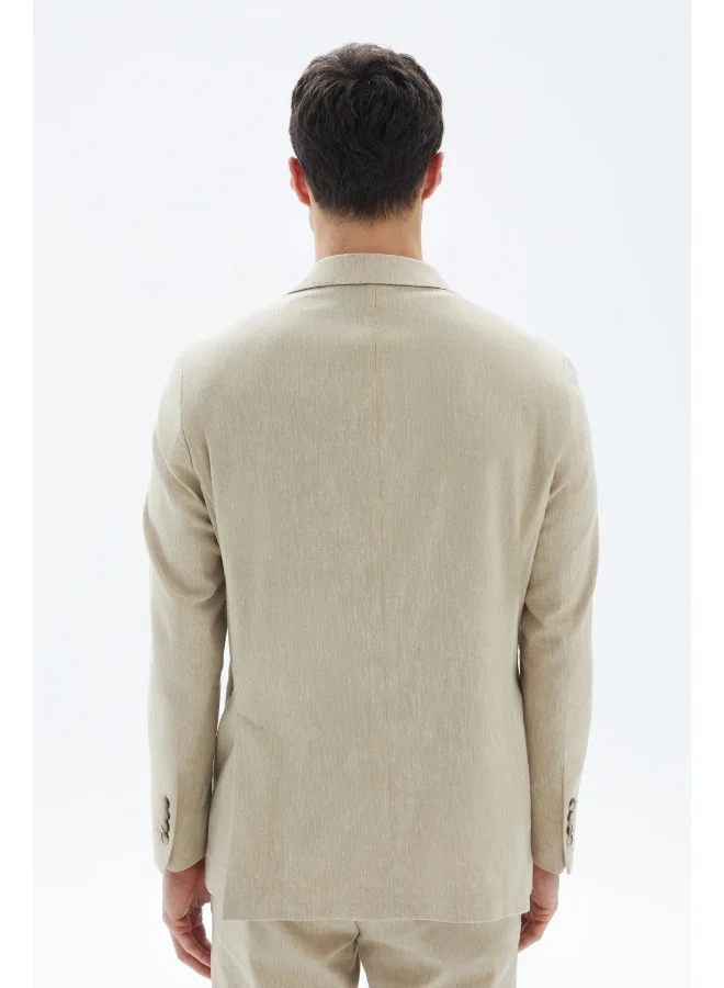 Wecre8 Beige Textured Classic Blazer