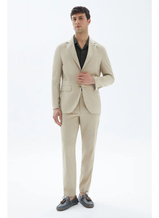 Wecre8 Beige Textured Classic Blazer