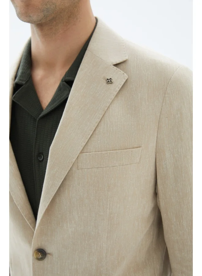 Wecre8 Beige Textured Classic Blazer