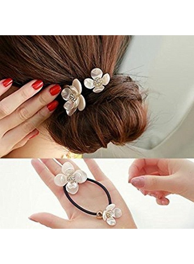Meilliwish Crystal Flowers Ponytail Holder Hair Tie (B79) - Image 2